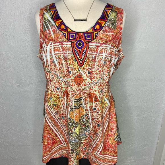 ONE WORLD Tops - One World Live and Let Live Boho Tunic Top tie dye 1X